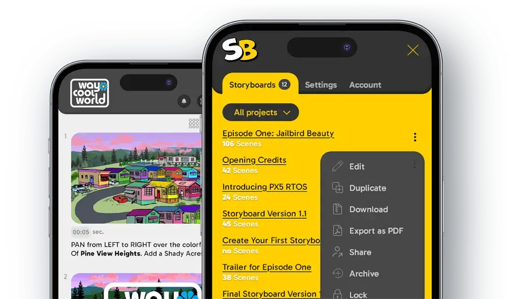 StoryBoom Storyboard on smartphone